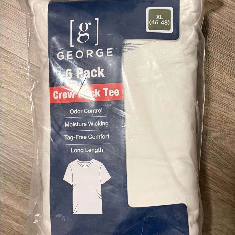George Classic White Crew Neck Tee 6 Pack